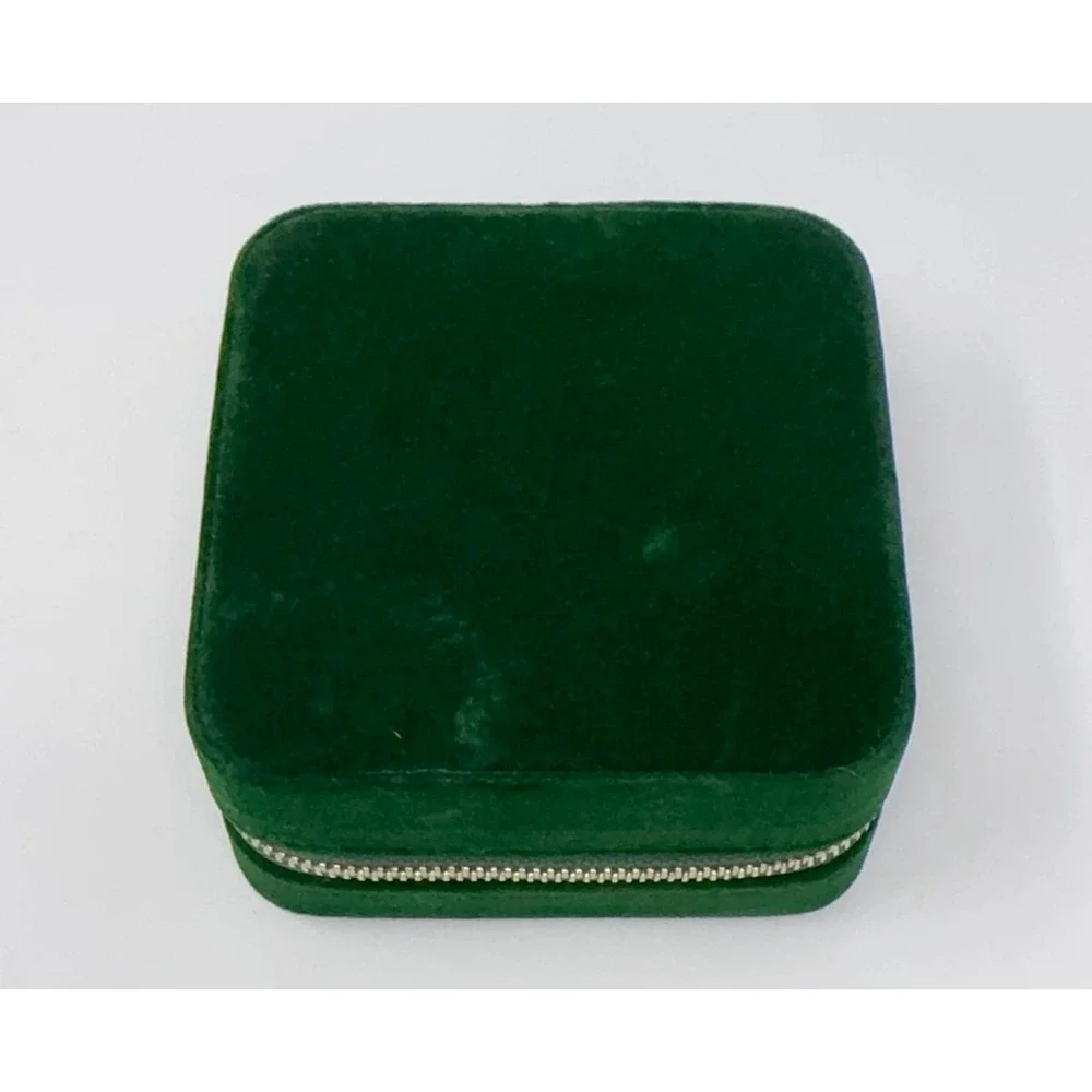 NEW Benevolence Square Travel Jewelry Organizer Box with Mirror‎ Green Velvet